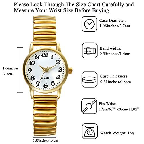 Women's Ultra Thin Easy Reader Watch gold strap silver dial (6.7in-8.66in) - Picture 6 of 6