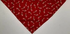 Bandana/Scarf, Tie On, Christmas, Red, Candy Candy Canes, Holly, XS,S,M, L