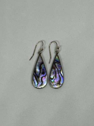 Orecchini vintage argento 925 viola e blu abalone a goccia firmati ATI 1,7" 3,6g - Foto 8 di 23