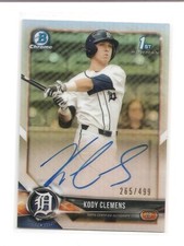 2018 Bowman Chrome Draft Kody Clemens Refractor Prospect Auto Card /499 Tigers