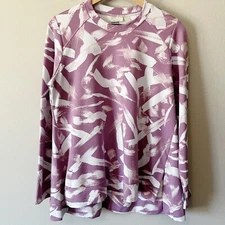 LOGO Lounge by Lori Goldstein Elsie Long Sleeve Printed Top Purple Size Medium