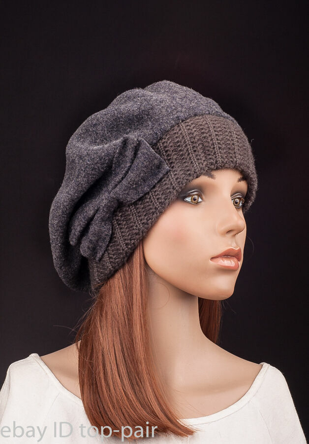 WomensWinter French Beret Wool Beret Chic Beanie Winter Hat Slouchy Cable Knit H