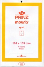 Prinz Scott Stamp Mount 184/165 mm - BLACK - Pk of 4 (184x165 184mm) PRECUT 1022