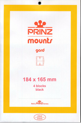 Prinz Scott Stamp Mount 184/165 mm - BLACK - Pk of 4 (184x165 184mm) PRECUT 1022
