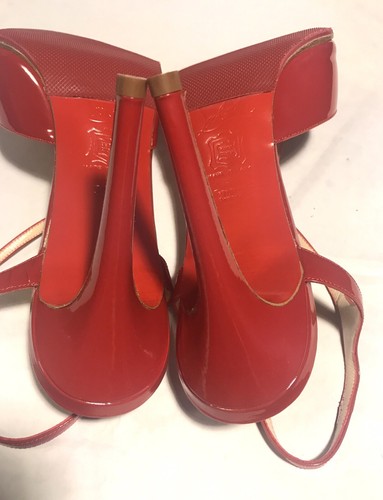Pristine Red Patent Louboutin Sling Backs EU 39.5 - Picture 7 of 7
