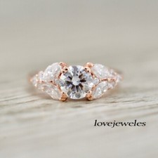 2.71CT Round Cut Lab-Created Diamond Engagement Wedding Ring 14K Rose Gold Over
