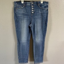 Torrid Bombshell Jeans Size 18XS Extra Short Ankle Blue High Waist Button Fly