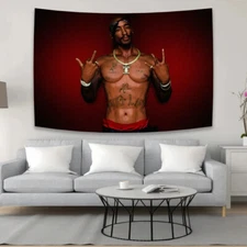 Tupac Shakur Hip Hop Rapper 2pac Fabric Tapestry Wall Art Hanging Banner 36x60''