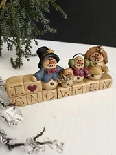 Blossom Bucket Suzi Skoglund I Love Snowmen Shelf Mantle Table Figurine Family