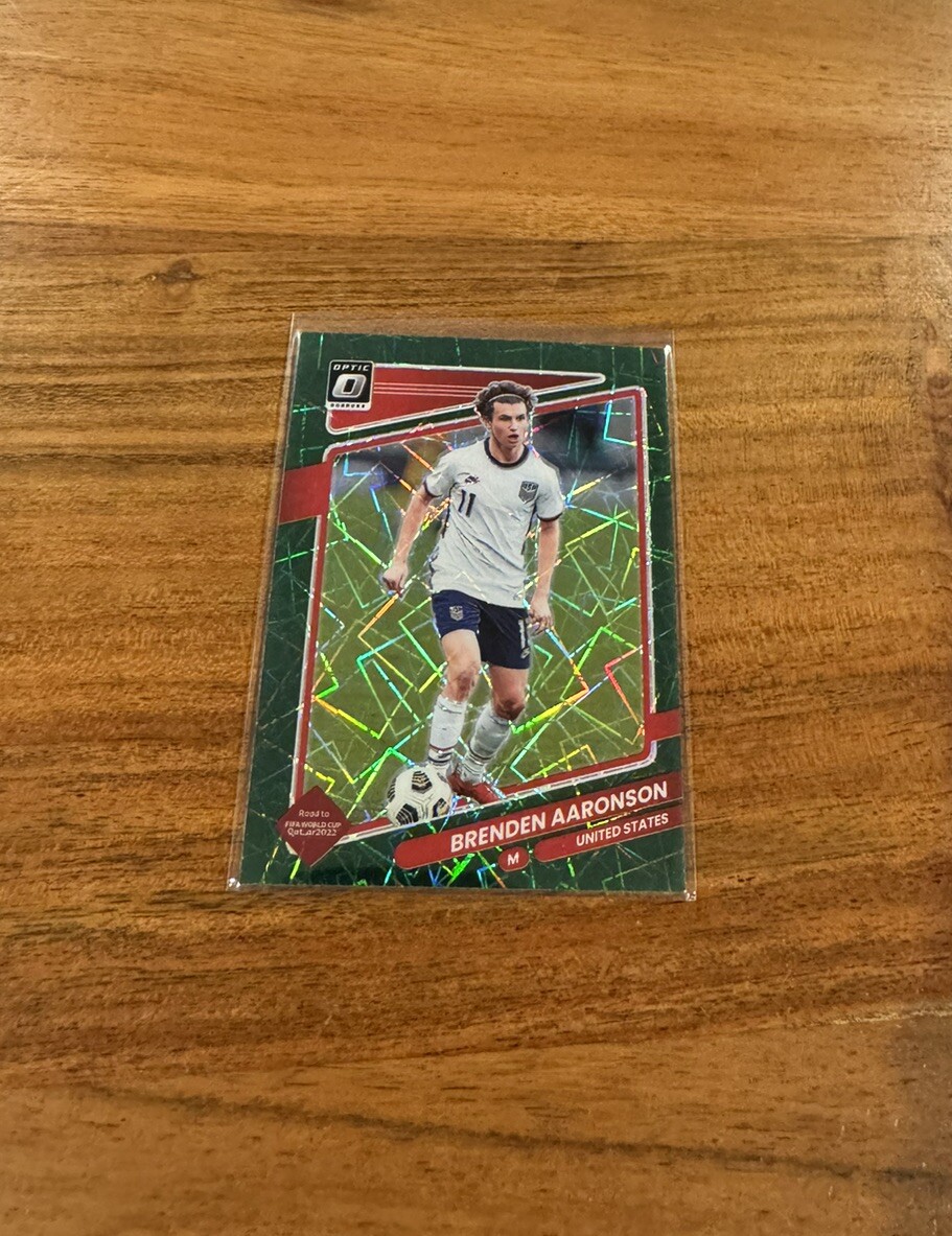 Brenden Aaronson 2021 Panini Donruss Optic World Cup Green Velocity Prizm NRMT+