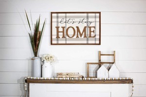 Parisloft Let S Stay Home Wood Framed Family Sign 3d Home Word