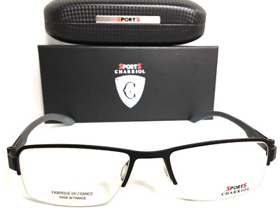 New Charriol Sport SP 23001 C4 Black 54mm Semi-Rimless Men Eyeglasses Frame