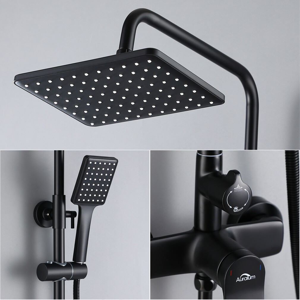 Komplett-Duschsystem Mit Regenduschkopf & Handbrause – Wandmontage, Massives Messing, Druckausgleichend, 10 Zoll, Gebürstetes Nickel
