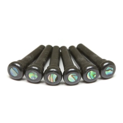 NEW - Graph Tech Tusq Traditional Style Bridge Pins, Black, 4mm Paua Shell Dot 