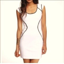 Express Women White Mini Dress Size 2 Sheath Sleeves Party Cocktail Formal