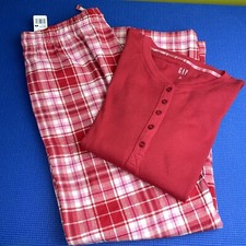 NWT GAP Women's scarlet sage Thermal Shirt  Flannel Pant 2 Piece Pajama Set M