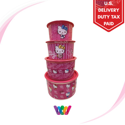 TUPPERWARE Limited Edition Hello Kitty One Touch (4er Set) Seltene Sammlung