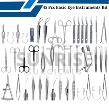 45 Pcs Ophthalmic Eye Instruments Kit Basic Surgical Tools Set German Grade