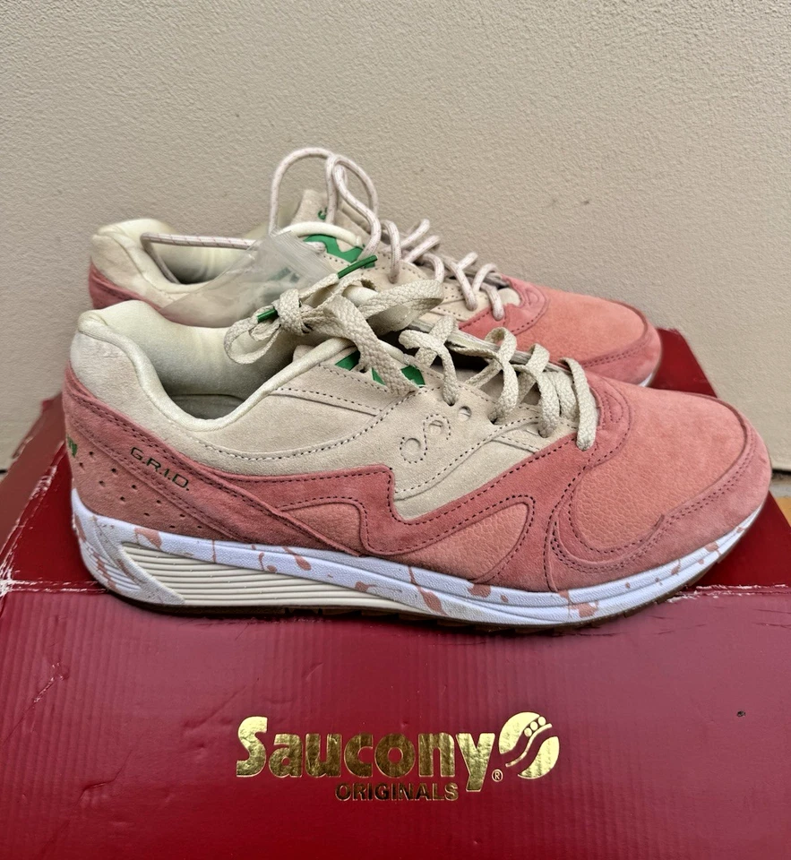 Кроссовки мужские SAUCONY Grid 8000 Shrimp Scampi размер 11 желтовато-коричневые розовые стильные - Изображение 3 из 4