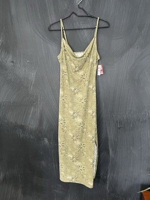 Green Spaghetti Strap Roxy Dress Knee Length Cowl Neck