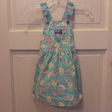 Vtg Oshkosh Blue Fruit Dress Overalls sz 6 Made in USA Osh Kosh B'Gosh