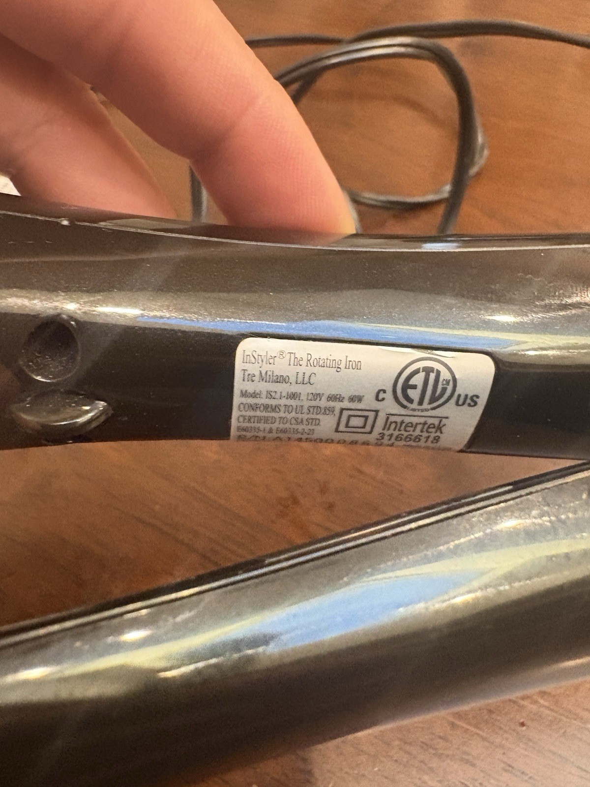 InStyler Model IS2.1-1001 Rotating Hot Iron Hair Straightener Black  1.25"