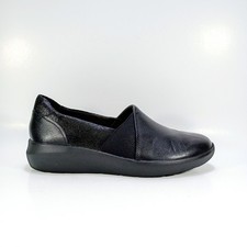 Clarks Collection Kayleigh Step Womens 6 Black Leather Slip On Loafers