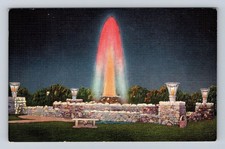Michigan City IN-Indiana, Illuminated Fountain, Ames Field, Vintage Postcard
