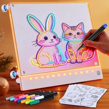 Rechargeable LED Drawing Board for Kids with Tracing Pages, Lumi Board Magnetic