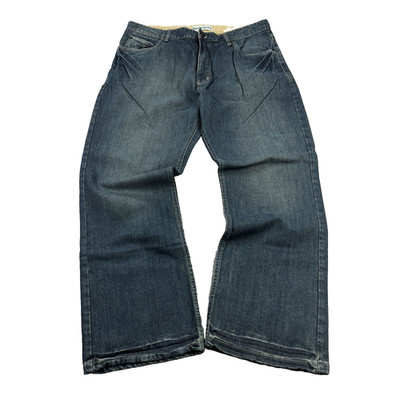 Dark Wash Bootcut Jeans Classic Denim Straight Fit Minimal Vintage Style Pants