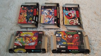 Super Nintendo Worn Boxes SNES BOX lot of 10 and 3 manuals + poster ~ NO GAMES ~
