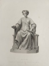 Antique Incision On Steel 1850 Ca. Goddess Medicine G.Stodart Statue - E.Hahnel