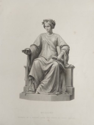 Antica Inschrift Auf Stahl 1850 Ca. G. Stodart Medizin Dea Skulptur E. Hahnel