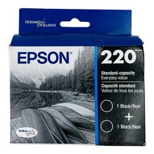 Genuine Epson 220 Black Ink Cartridge Twin Pack T220120-D2 Exp 04/2028 Sealed
