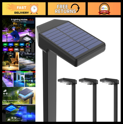4 Pack Color Changing Solar Pathway Lights - Waterproof RGB Landscape Lighting,