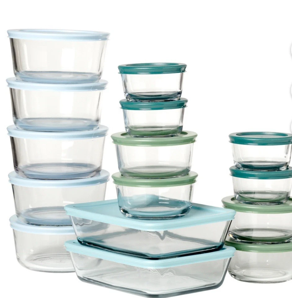 Anchor Hocking 32-Piece Glass Food Storage Containers with Colorful BPA-Free Lid - Image 2 of 4