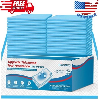 Tear-Resistant Incontinence Bed Pads 40'' x 36'' (50 Count ) with 130 Gram Heavy
