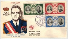 1956 MONACO ROYAL WEDDING PRINCE RAINIER CACHET & GRACE KELLY 3 STAMPS