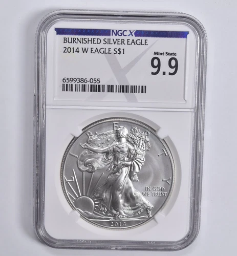 Mint State 9.9 2014-W Burnished Silver Eagle NGC X NGCX ALMOST PERFECT *0506