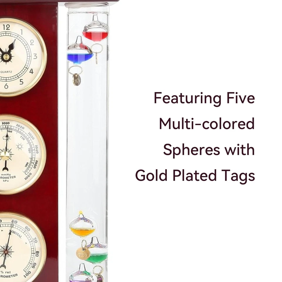 Estación Meteorológica Analógica Lily's Home con Termómetro Galileo, Precisión Dorado  Foto 4 de 4