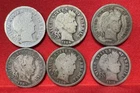 Lot of 6 Barber Dimes 1904 1905 1909 1911 1912 Silver 90% US Coins