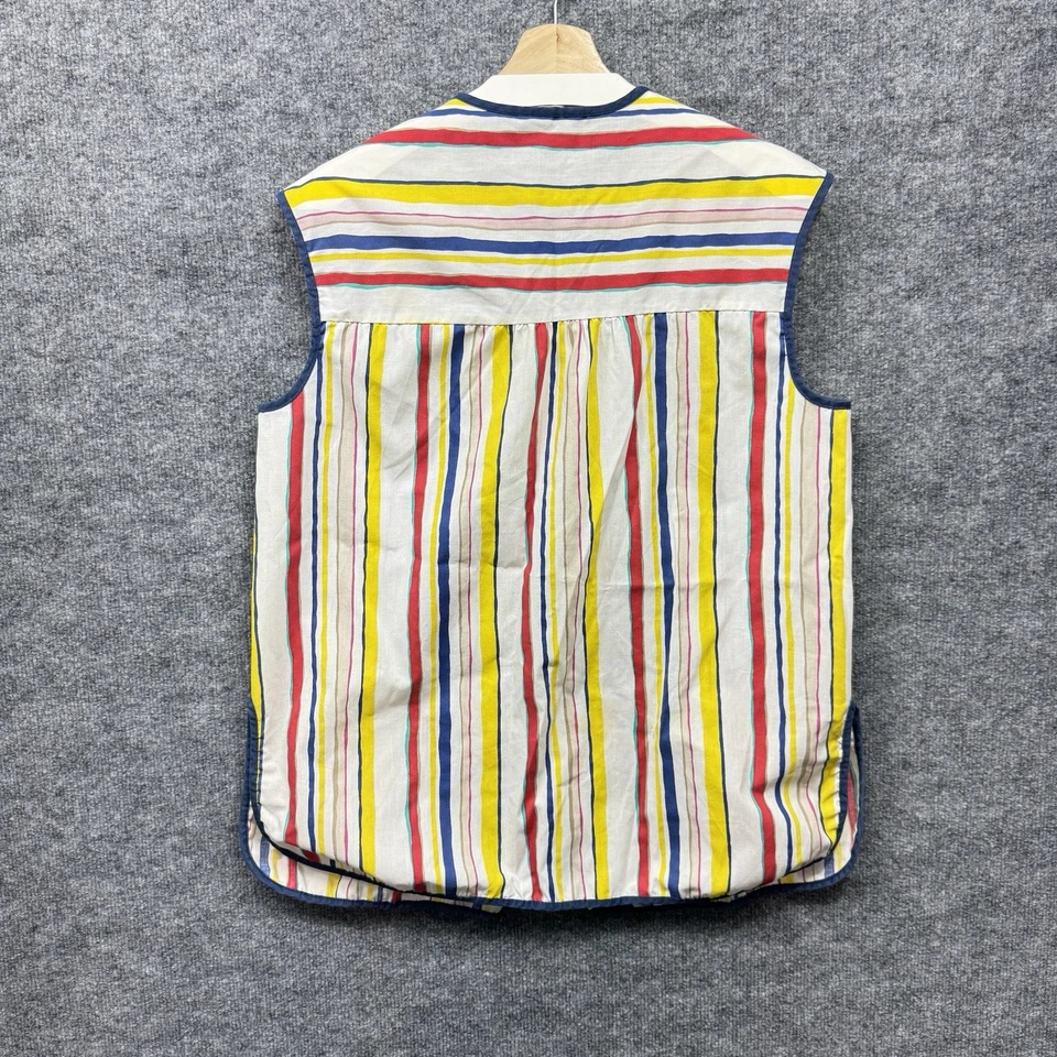 Delantal grande vintage años 60 retro a presión para mujer blanco multicolor a rayas Foto 4 de 4