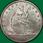 1844 Seated Liberty Half Dollar Choice Almost Uncirculated AU+ Coin #39366