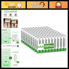 100 Pack AAA Alkaline Batteries 1.5V High Capacity 1200mAh Long Shelf Life for T