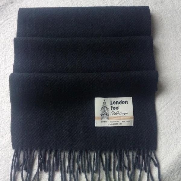 Men London Fog Scarf Black Wool One size