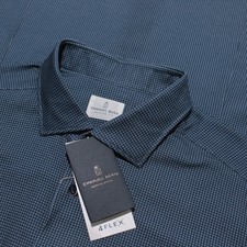 Emanuel Berg NWT Byron Casual Button Down Shirt Size 46 18 XXL in Blue Cotton