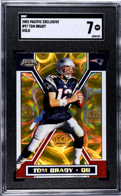 2002 Pacific Exclusive Gold #97 Tom Brady SGC 7