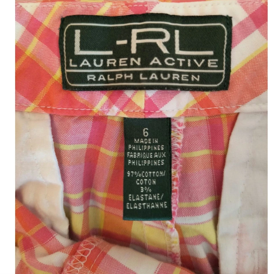Bermudas LRL Lauren Ralph Lauren para mujer talla 6 bolsillos a cuadros multicolor Foto 2 de 4