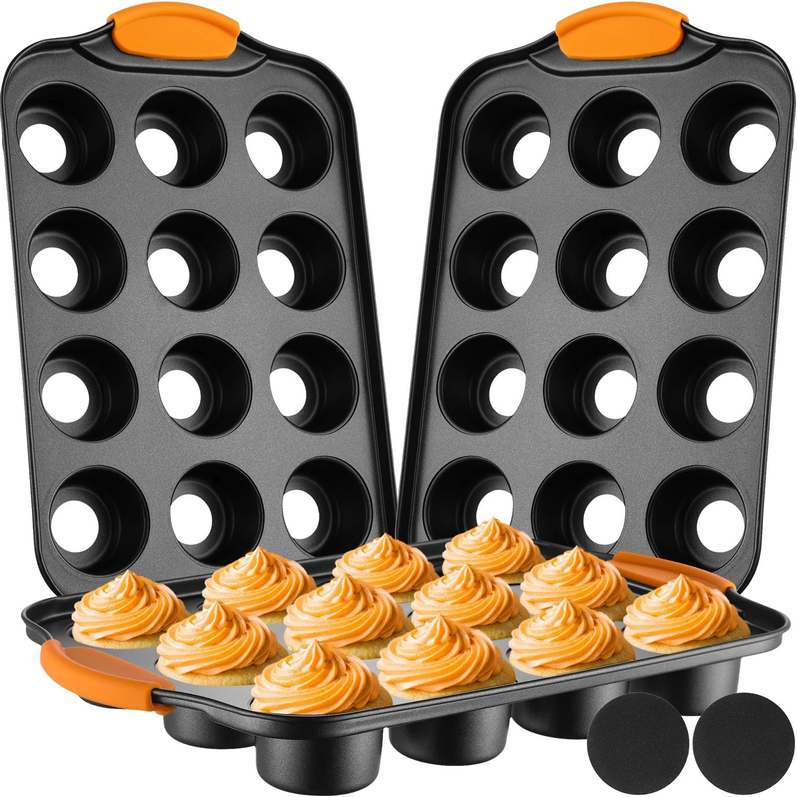 Uiifan 3 Pack Mini Cheesecake Pans Removable Bottom 12 Cavity Mini Cupcake Pa...