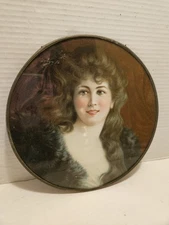 Vintage Lady With Long Flowing Hair 9" Chimney Flue Stove Pipe Vent Cover Glass 